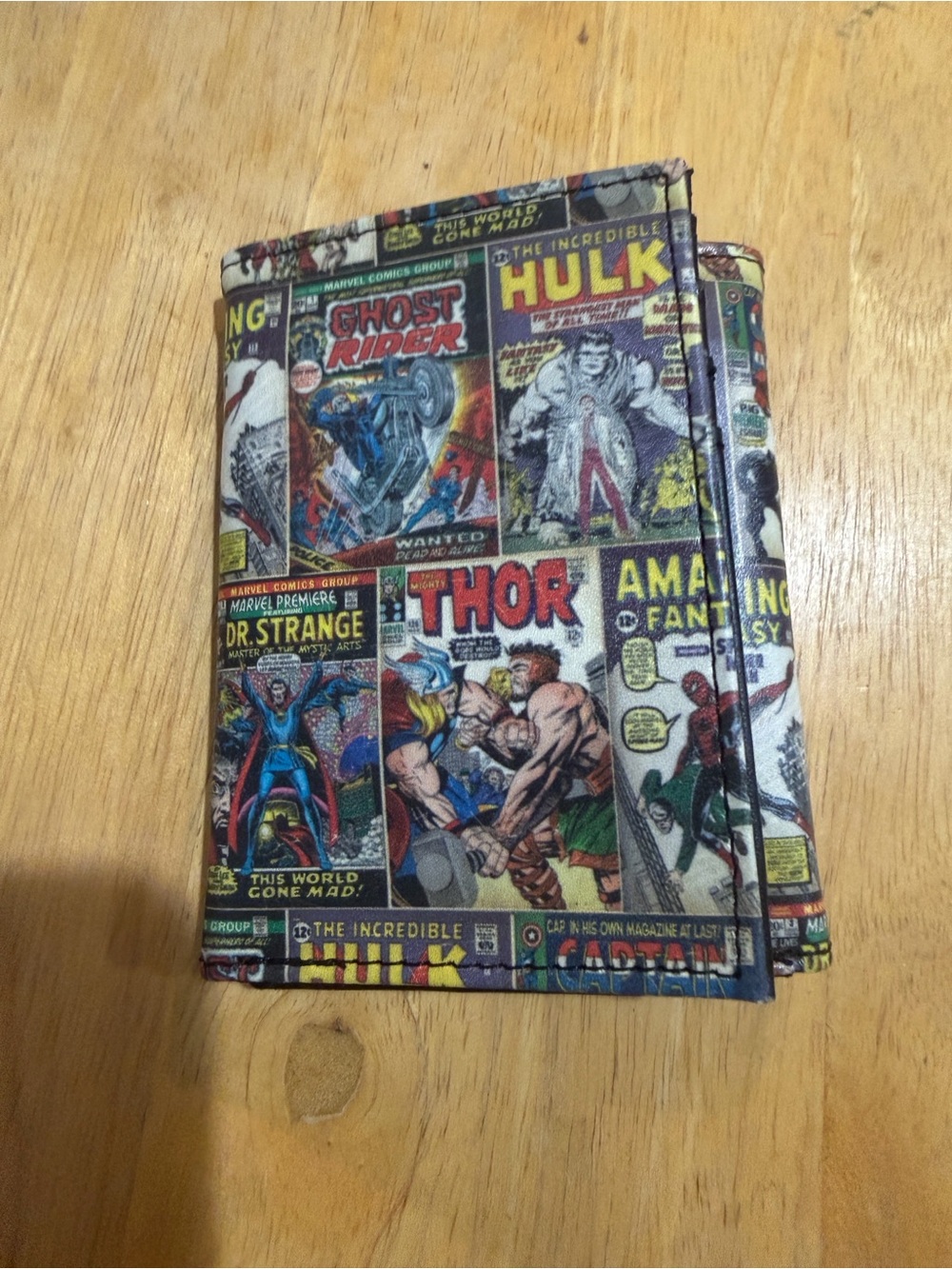 Marvel Comics Classic Comic Book Collage Trifold Wallet Multicolor Superhero NWT